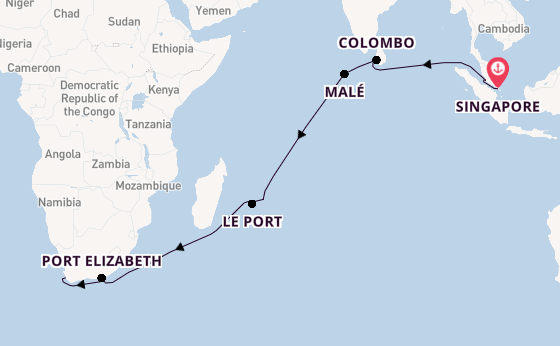 Zuidoost-Azië vanaf Singapore, Singapore met de Mein Schiff 6