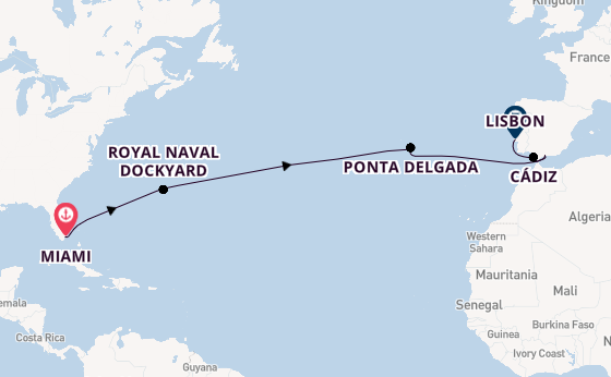 Transatlantic from Miami, Florida, USA with the Seven Seas Grandeur