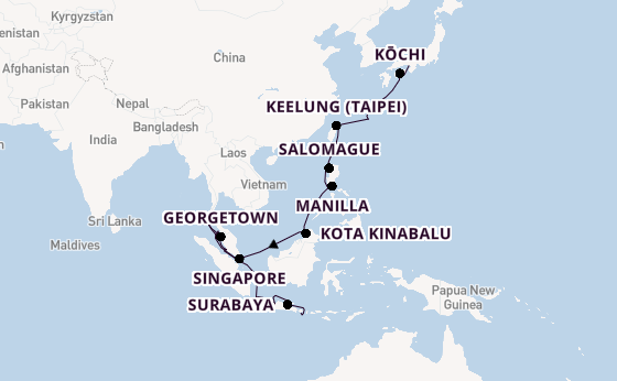 Zuidoost-Azië vanaf Kobe, Japan met de Seven Seas Navigator