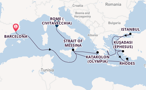 Mediterranean from Barcelona, Spain with the Queen Elizabeth