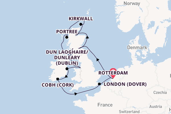British Isles from Rotterdam, The Netherlands with the Nieuw Statendam