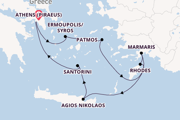 Eastern Mediterranean from Athens (Piraeus), Greece with the Azamara Onward