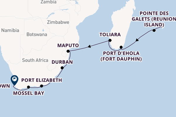 Africa from Port Louis, Mauritius with the Seven Seas Voyager