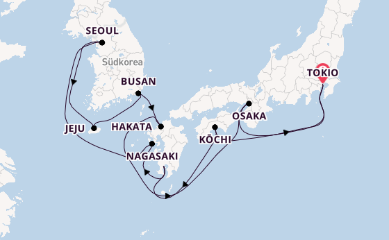 Ostasien ab Tokio, Japan auf der Noordam