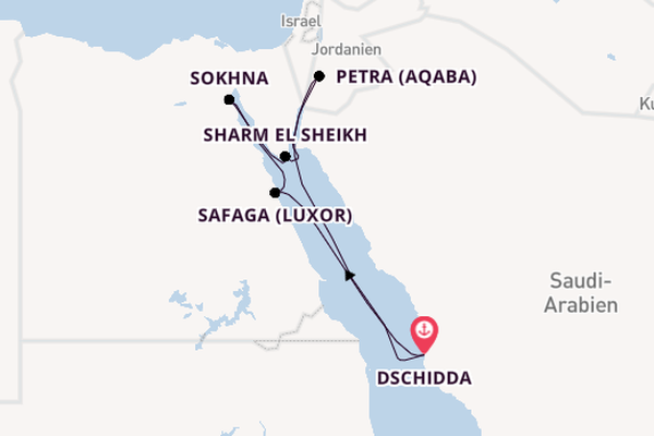 Naher Osten ab Dschidda, Saudi-Arabien auf der Explora V