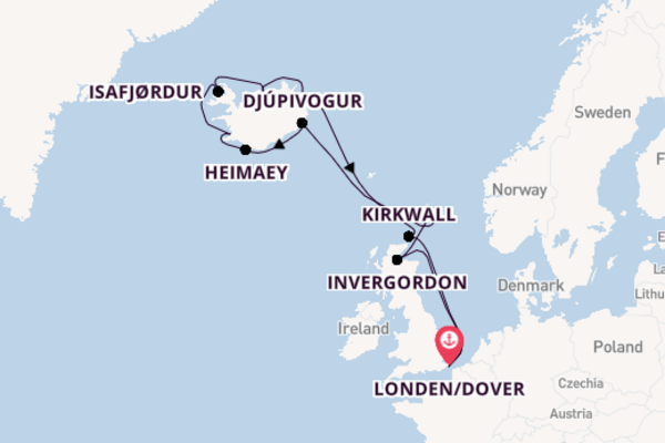 Arctica vanaf Londen/Dover, Groot-Brittannië met de Seabourn Sojourn