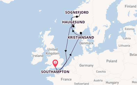 Norway from Southampton, England with the Arvia