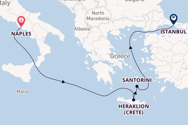 Mediterranean Sea from Naples, Italy with the MSC Fantasia