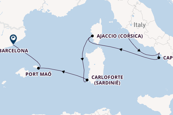 Westelijke Middellandse Zee vanaf Civitavecchia (Rome), Italië met de EXPLORA II