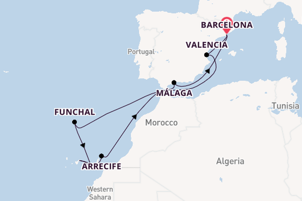 Westelijke Middellandse Zee vanaf Barcelona, Spanje met de Celebrity Infinity