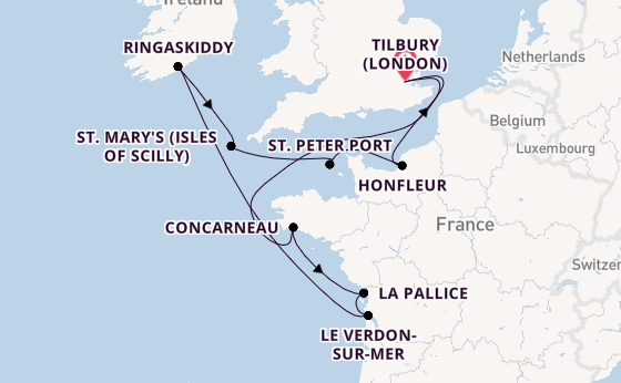 Cruise with Ambassador Cruise Line from Tilbury (London)