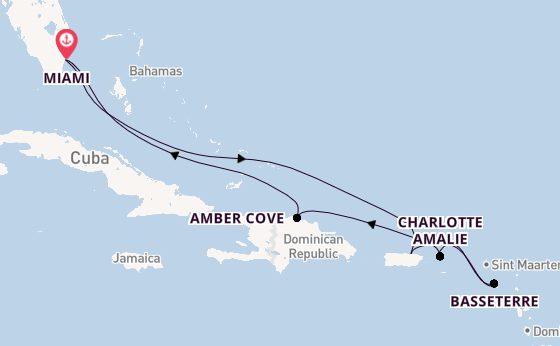 Caribbean from Miami, Florida, USA with the MSC Meraviglia