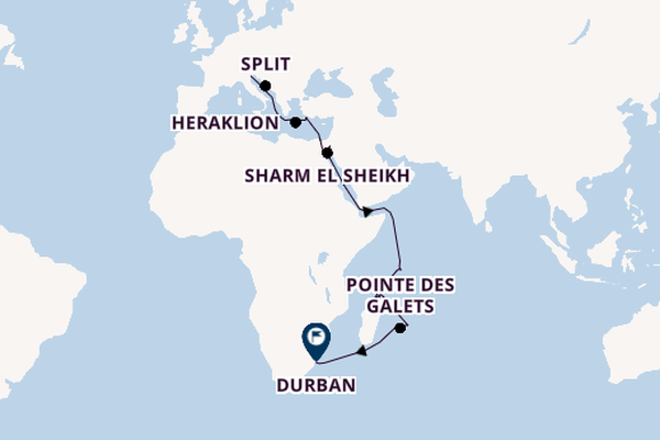 Indischer Ozean ab Venedig, Italien auf der MSC Armonia 