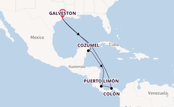 Midden-Amerika vanaf Galveston, Verenigde Staten met de Carnival Spirit