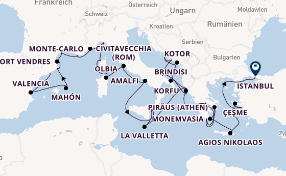 Mittelmeer ab Barcelona, Spanien auf der Seabourn Ovation