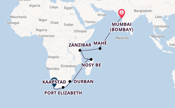 Afrika vanaf Mumbai (Bombay), India met de Seven Seas Navigator
