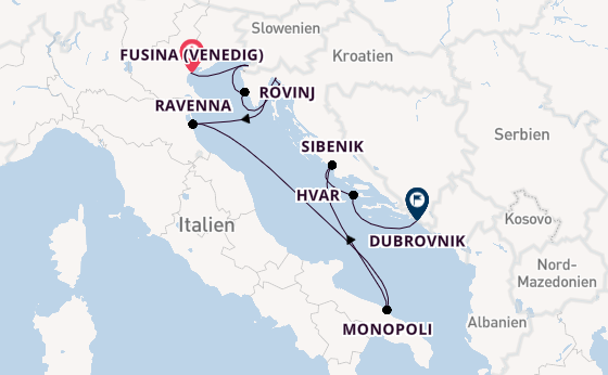Mittelmeer ab Fusina (Venedig) auf der EUROPA 2