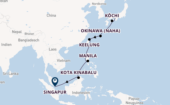 Südostasien ab Kobe, Japan auf der Seven Seas Navigator