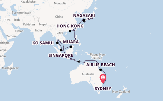South East Asia from Sydney, Australia with the Riviera