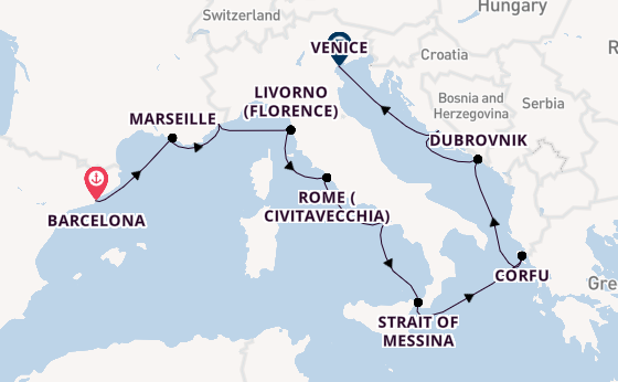 Western Mediterranean from Barcelona, Spain with the Viking Star