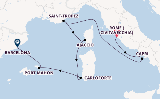 Western Mediterranean from Rome (Civitavecchia), Italy with the EXPLORA II