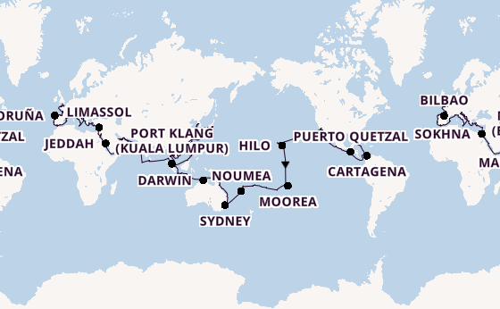 World Cruise from Miami, Florida with the Vista