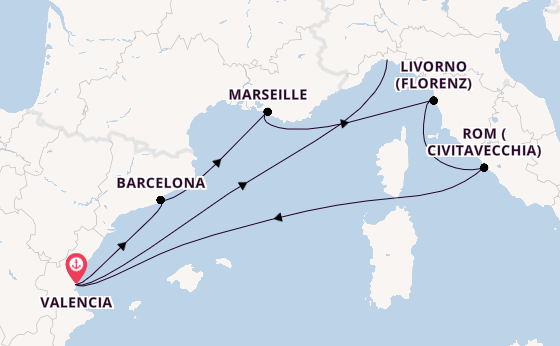 Westliches Mittelmeer ab Valencia, Spanien auf der MSC Sinfonia