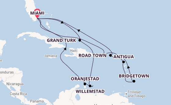 Caribbean vanaf Miami, Verenigde Staten met de Queen Elizabeth