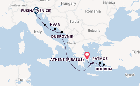 Eastern Mediterranean from Athens (Piraeus), Greece with the EXPLORA II