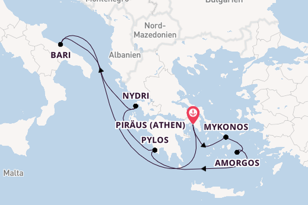 Östliches Mittelmeer ab Piräus (Athen), Griechenland auf der EXPLORA II