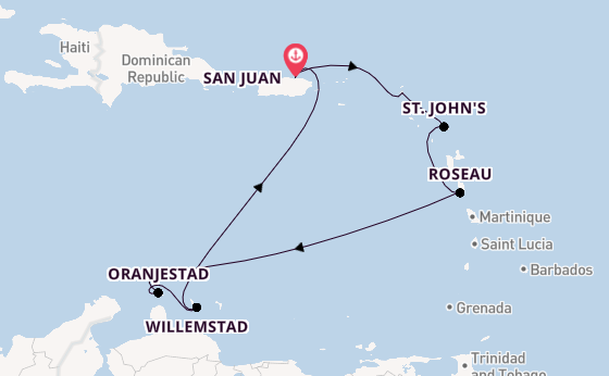 Caribbean from San Juan, Puerto Rico with the Scarlet Lady