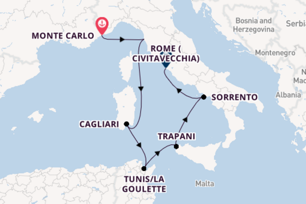 Western Mediterranean from Monte Carlo, Monaco with the Seven Seas Splendor