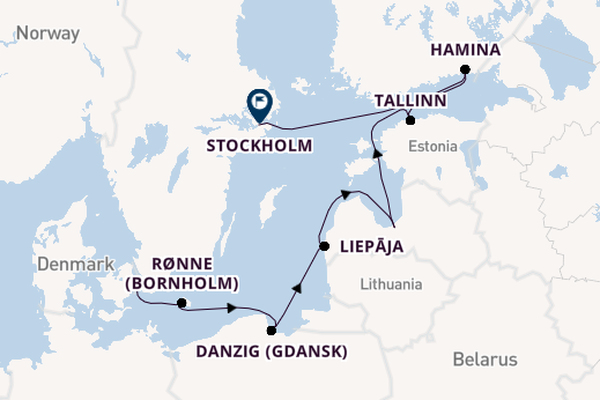 Baltic Sea from Copenhagen, Denmark with the Seven Seas Mariner