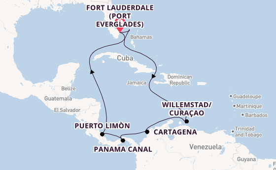 Central America from Fort Lauderdale (Port Everglades), Florida, USA with the Caribbean Princess