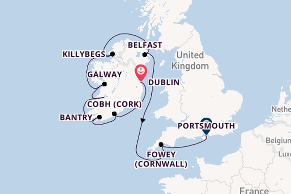 Britse Eilanden vanaf Dublin, Ierland met de Azamara Journey