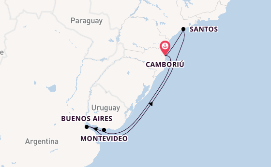 Zuid-Amerika vanaf Camboriú, Brazilië met de MSC Seaview