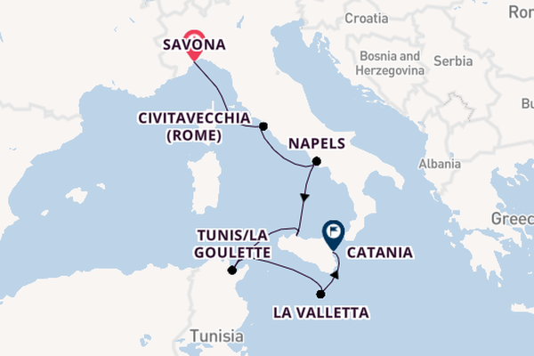 Westelijke Middellandse Zee vanaf Savona, Italië met de Costa Fascinosa