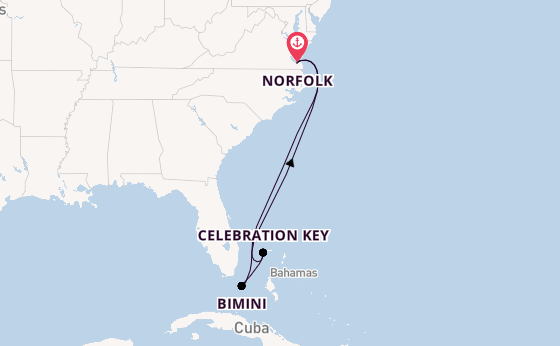 Amerikaanse Oostkust vanaf Norfolk, Verenigde Staten met de Carnival Sunshine