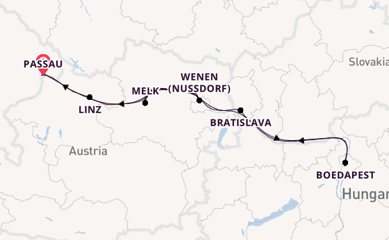 Donau vanaf Passau, Duitsland met de Amelia