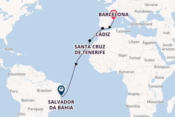 Transatlantik ab Barcelona, Spanien auf der MSC Armonia 