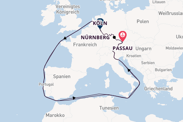 Main ab Passau, Deutschland auf der Aurelia