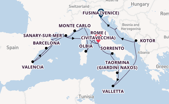 Western Mediterranean from Rome (Civitavecchia), Italy with the Seabourn Ovation 