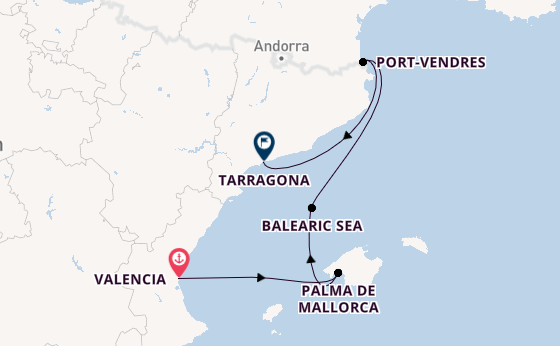 Westelijke Middellandse Zee vanaf Valencia, Spanje met de L'Austral