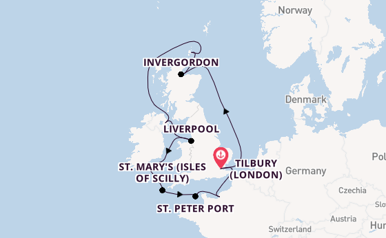 Journey with Ambassador Cruise Line from Tilbury (London)