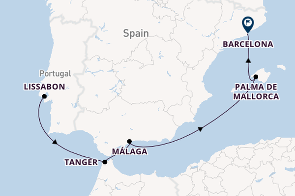 Westelijke Middellandse Zee vanaf Lissabon, Portugal met de MSC Seaview