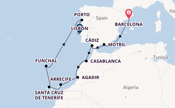 Portugal from Barcelona, Spain with the Norwegian Star