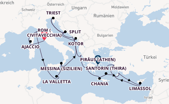 Mittelmeer ab Civitavecchia (Rom), Italien auf der Enchanted Princess