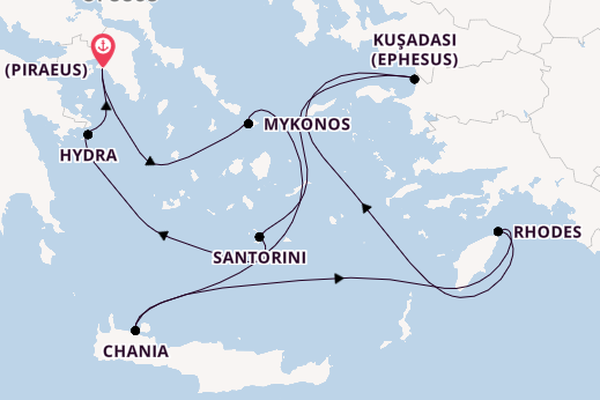 Eastern Mediterranean from Athens (Piraeus), Greece with the Celebrity Infinity