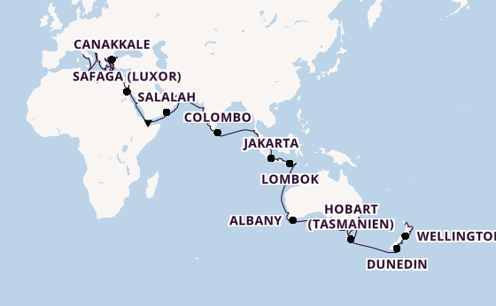 Mittelmeer ab Auckland, Neuseeland auf der Vista