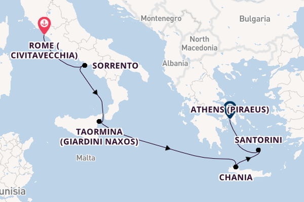 Mediterranean Sea from Rome (Civitavecchia), Italy with the Evrima